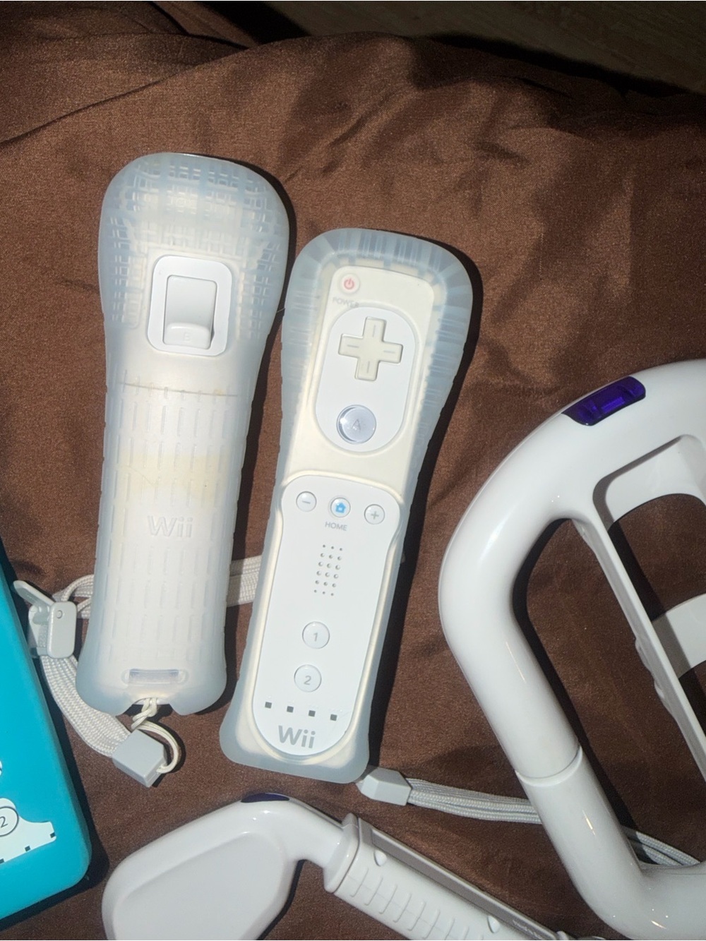 Nintendo White Wii Remote and Nunchuk with Translucent Silicone Sleeves